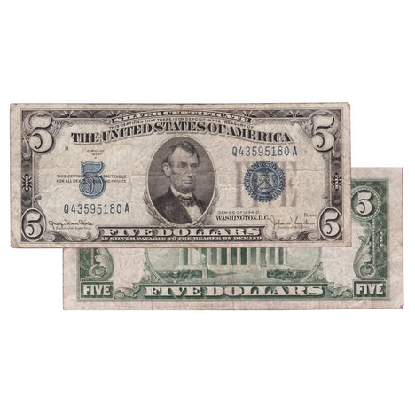 $5 - 1934 Blue Seal Silver Certificate - Very Good