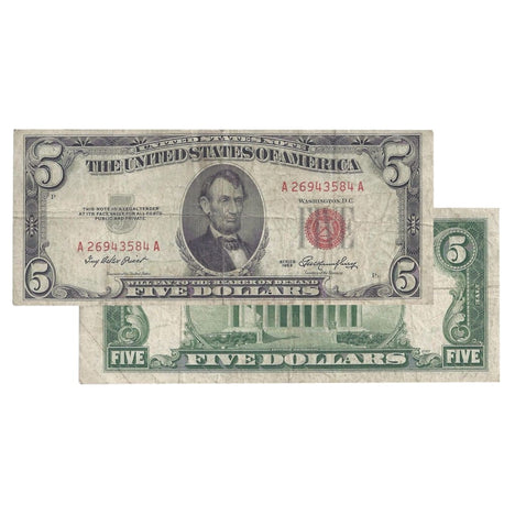 $5 - 1953 Red Seal FRN - Fine
