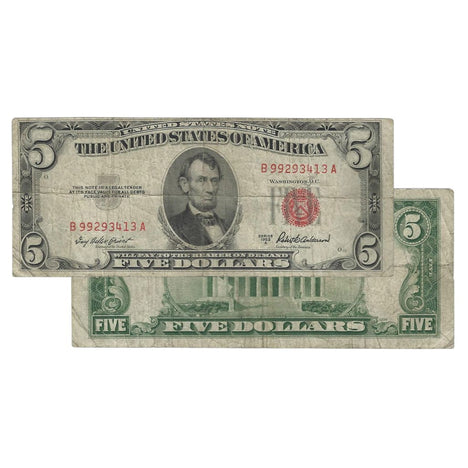 $5 - 1953 Red Seal FRN - Very Good
