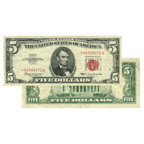 $5 - 1963 Red Seal FRN Star Note - Extra Fine