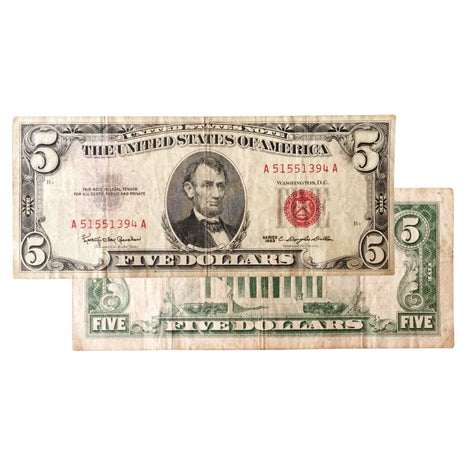 $5 - 1963 Red Seal FRN - Very Good