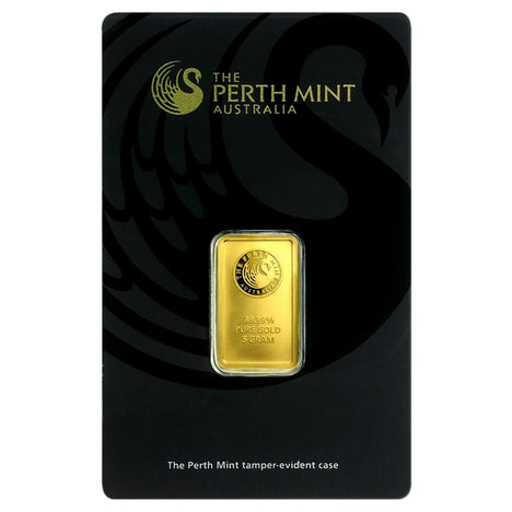 5 Gram .9999 Gold Bar - Perth Mint - In Assay Card