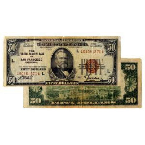 $50 1929 Federal Reserve Note F+ - Depression Era Currency