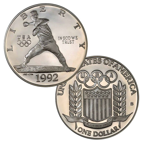 90% Silver 1992 Olympic Baseball Dollar Proof