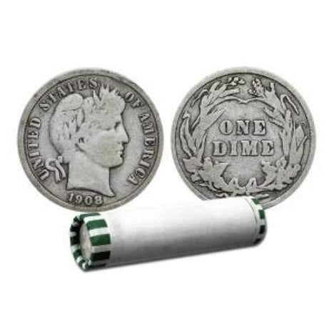 $1 Face 90% Silver Barber Dimes - 10 Coins