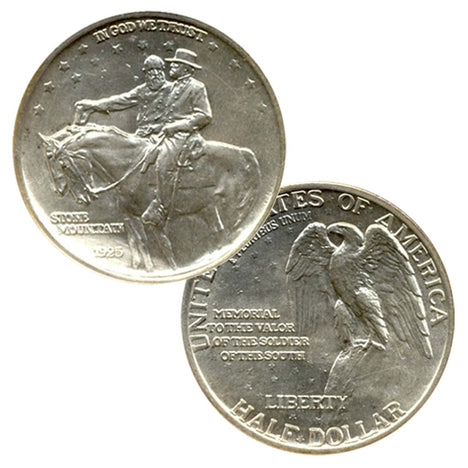 90% Silver Stone Mountain Commemorative Half Dollar - 1925 Circulated