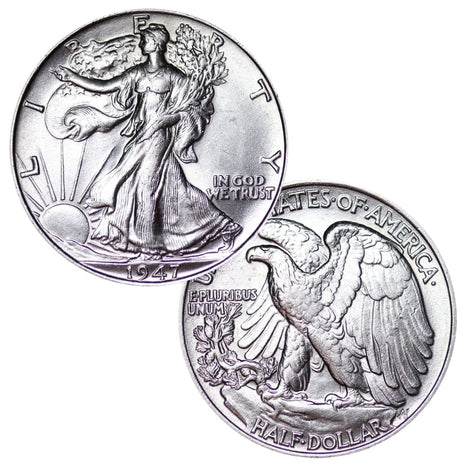 90% Silver Walking Liberty Half Dollar Brilliant Uncirculated BU