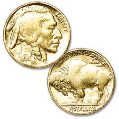 .999 24k Gold Plated Buffalo Nickels