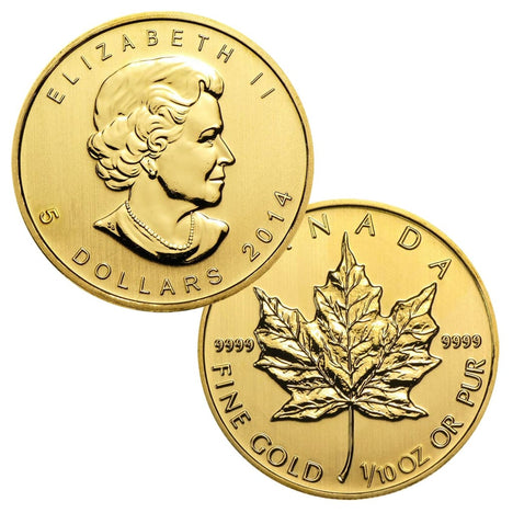 .9999 1/10 Ounce Gold Canadian Maple Leaf