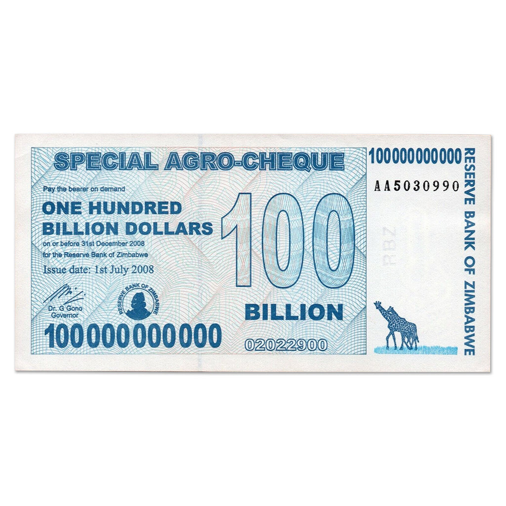 100 Billion Zimbabwe AGRO CHEQUE UNCIRCULATED 2008 Great American 100-billion-zimbabwe-agro-cheque-uncirculated-2008-great-american