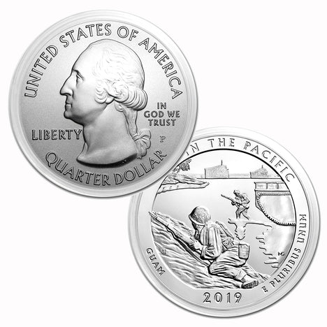 2019 $.25 5 oz W Silver America the Beautiful War in the Pacific, Guam