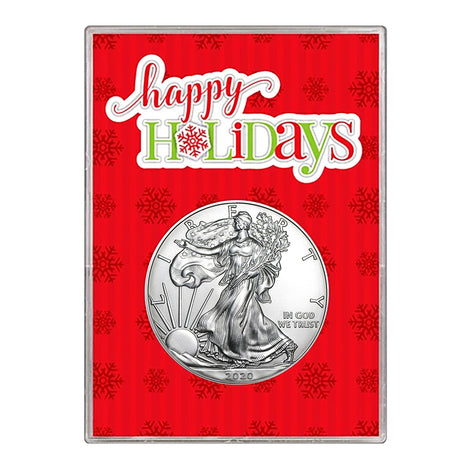 2020 $1 American Silver Eagle Gift Holder – Happy Holidays Design