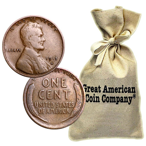 Bag of 1 000 Mixed Date Wheat Cents (1910-1919) in Circulated condition