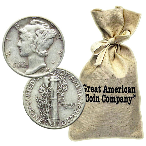 Bag of $100 Face 90% Silver Mercury Dimes (EF/XF)
