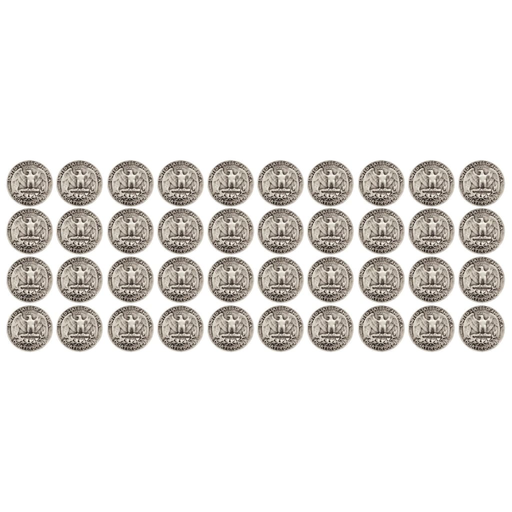 Roll of 40 - 90% Silver Washington Quarters $10 Face Circulated