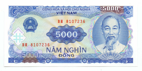 5,000 Vietnamese Dong Banknote 1991 VND Uncirculated