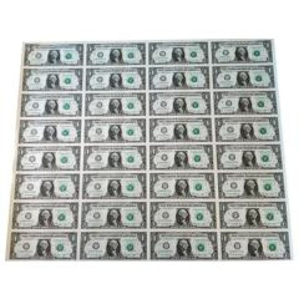 Uncut Sheet of 32 USA $1 Bills - 2009 Series Uncut Sheet of 32 USA $1 Bills - 2009 Series