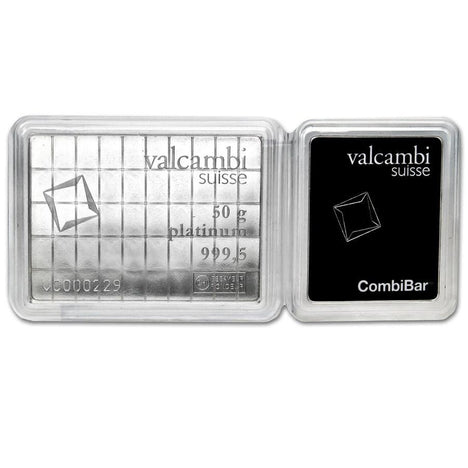Valcambi Suisse 50 X 1 Gram .9999 Platinum Bars