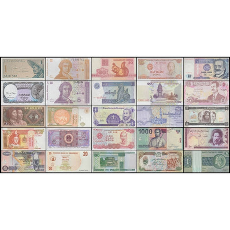 World Currency - Uncirculated Banknote Set - Lot of 25